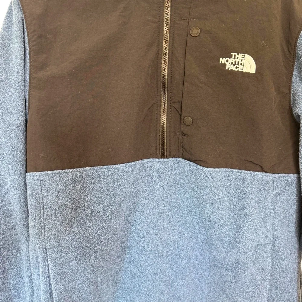 The North Face Mens Blue Heather Black Quarter Zip Denali Style Fleece Jacket L